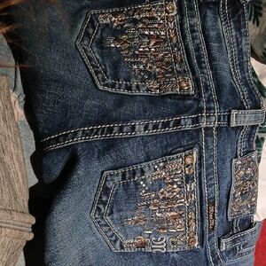 Miss Me Blue Boot Cut Jeans with Embellished Pockets